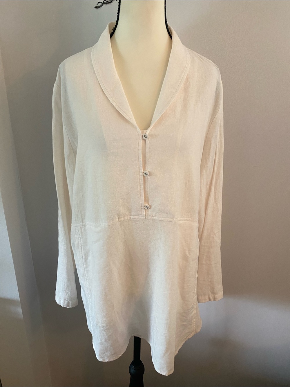 Poetry linen blend tunic pockets, long sleeves